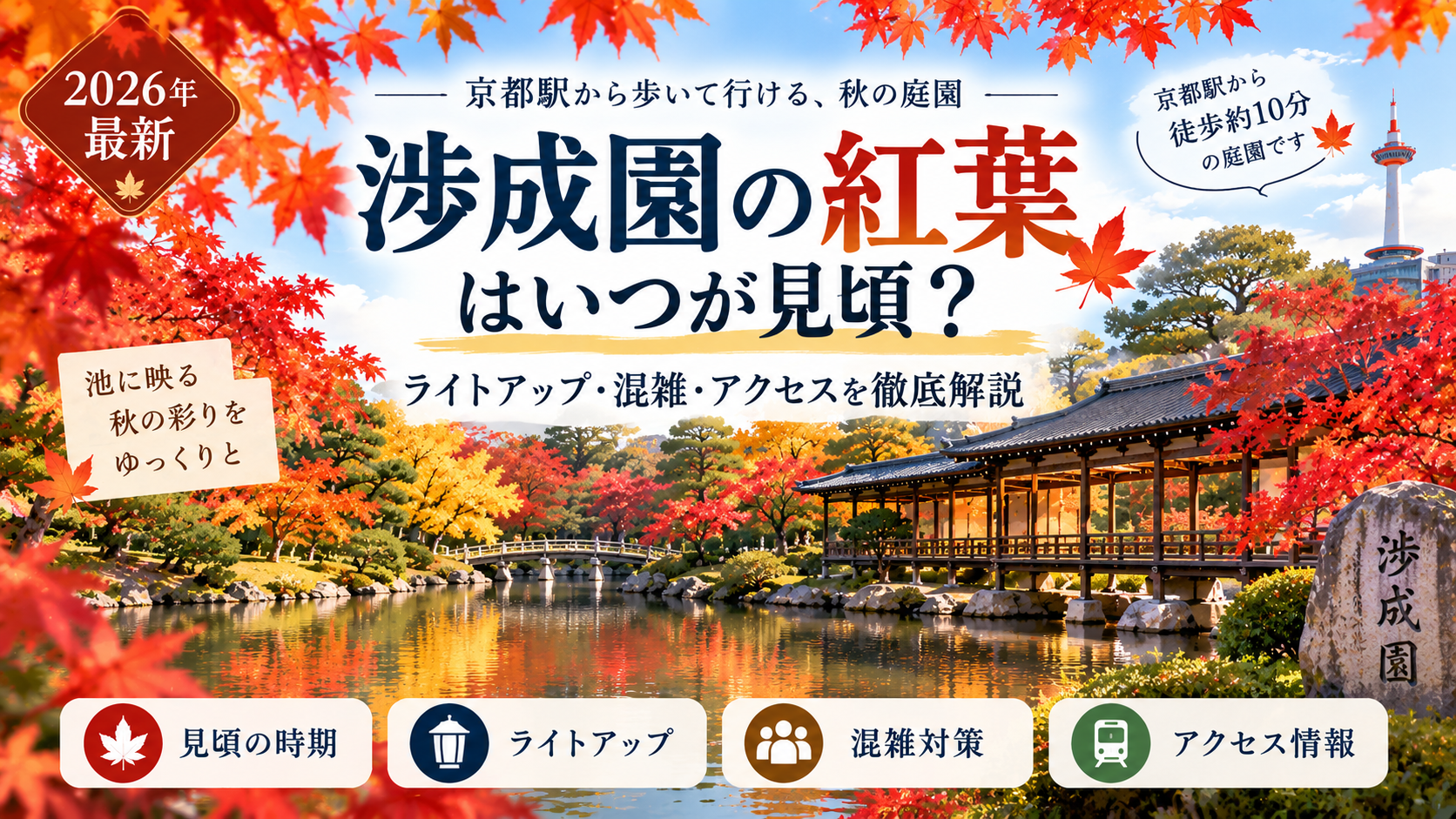 渉成園の紅葉の見頃・ライトアップ・混雑・アクセスを紹介する2026年最新ガイド